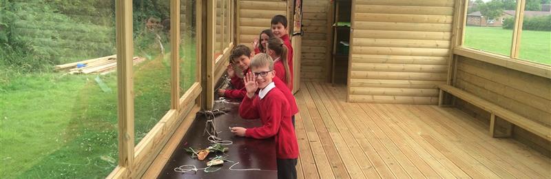 Outdoor classroom used as a science lab for students